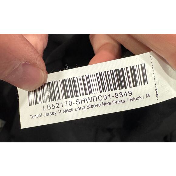 QUINCE Tencel Jersey V-Neck Long Sleeve Midi Dress Flowy Minimalist Size M - Picture 6 of 6